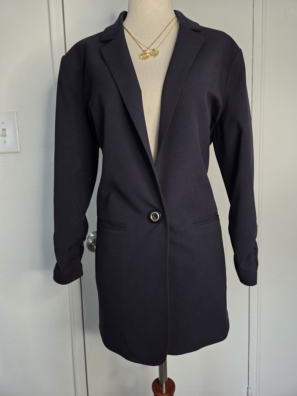 Michael Kors Black Single-Button Long Blazer